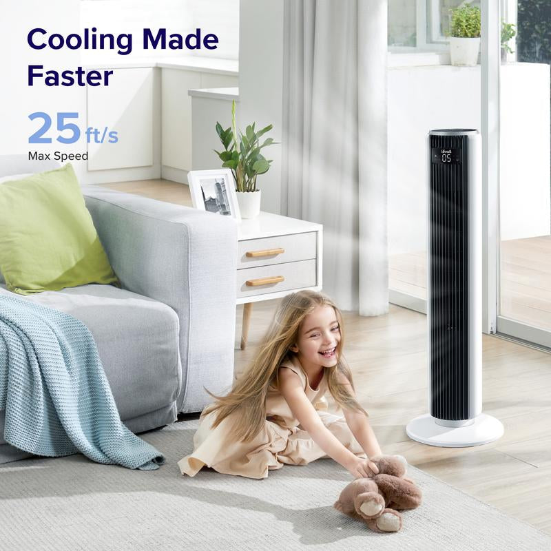LEVOIT Classic 36" Bladeless Tower Fan - 25Ft/S Velocity, 28dB Quiet Cooling, 90° Oscillation, 5 Speeds & 4 Modes for Ultimate Comfort
