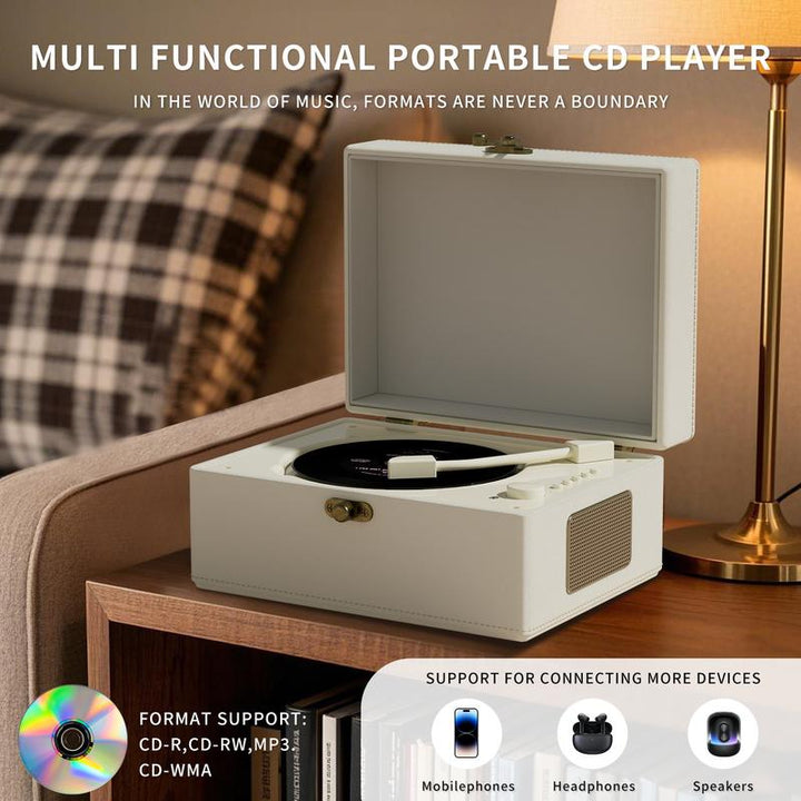 Yintiny Portable Bluetooth 5.0 CD Player with Speaker - Retro Suitcase Design for Home Use【Soft Voice】, Model CD2-LH168