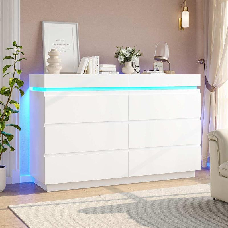 Sikaic Modern LED Dresser with Charging Station & Sliding Drawers - Stylish Storage Tower for Bedroom Organization
