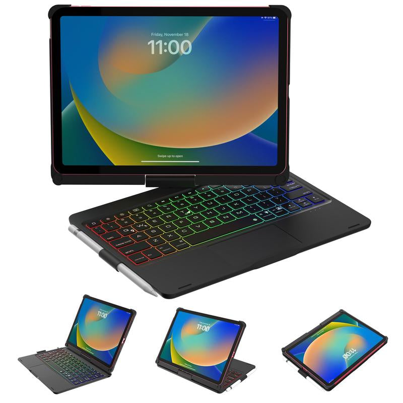 Ultimate 360° Rotatable Tablet & Keyboard Case with Colorful Backlight & Pencil Holder for iPad 10th Generation 10.9" (2022)