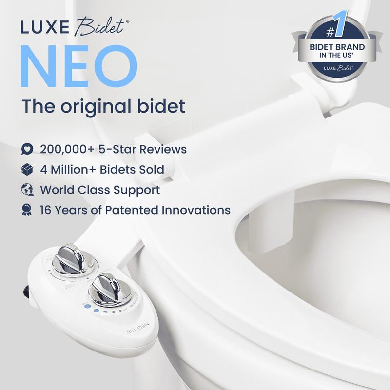 LUXE NEO 185 Bidet Attachment - Self-Cleaning Dual Nozzle, Adjustable Water Pressure for Ultimate Comfort and Hygiene