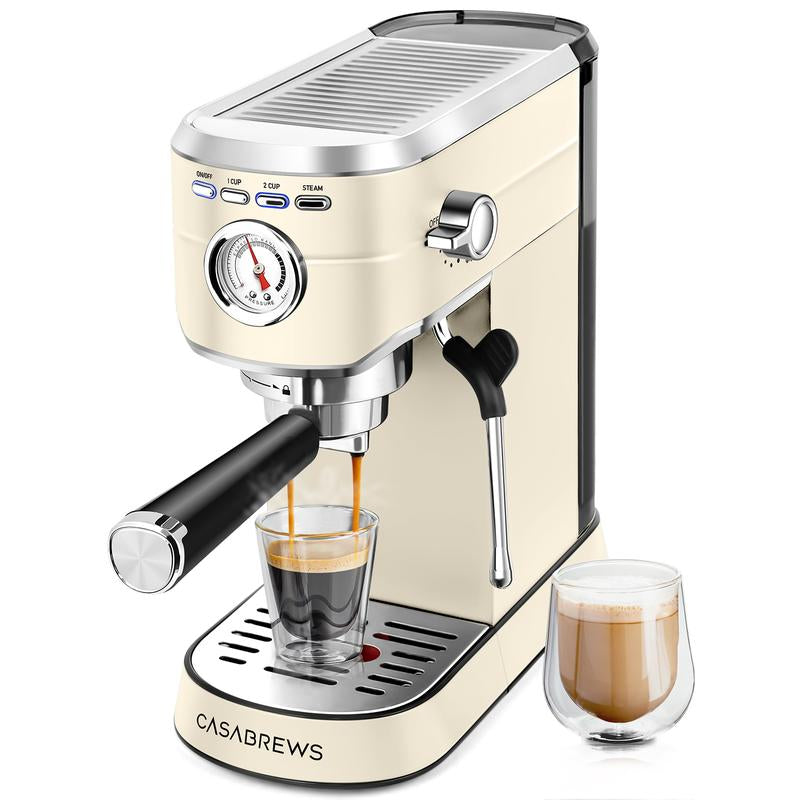 CASABREWS CM5418BC Espresso Machine - 20 Bar Pressure, Milk Frother & Compact Design for Perfect Coffee Extraction