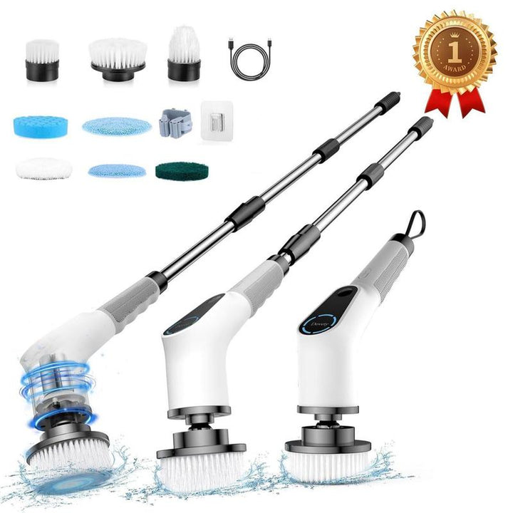 Revitalize Your Cleaning Routine This Summer! Dovety Pink Electric Spin Scrubber with 8 Brush Heads, 2 Speeds & Adjustable Handle - Perfect for Bathroom, Kitchen, Tub, Tile & Floor!