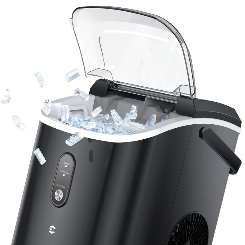 Ecozy Countertop Sonic Nugget Ice Maker - Chewable Ice Cubes, 33 Lbs Daily Output, Self-Cleaning Stainless Steel for Parties, Kitchens, and Bars