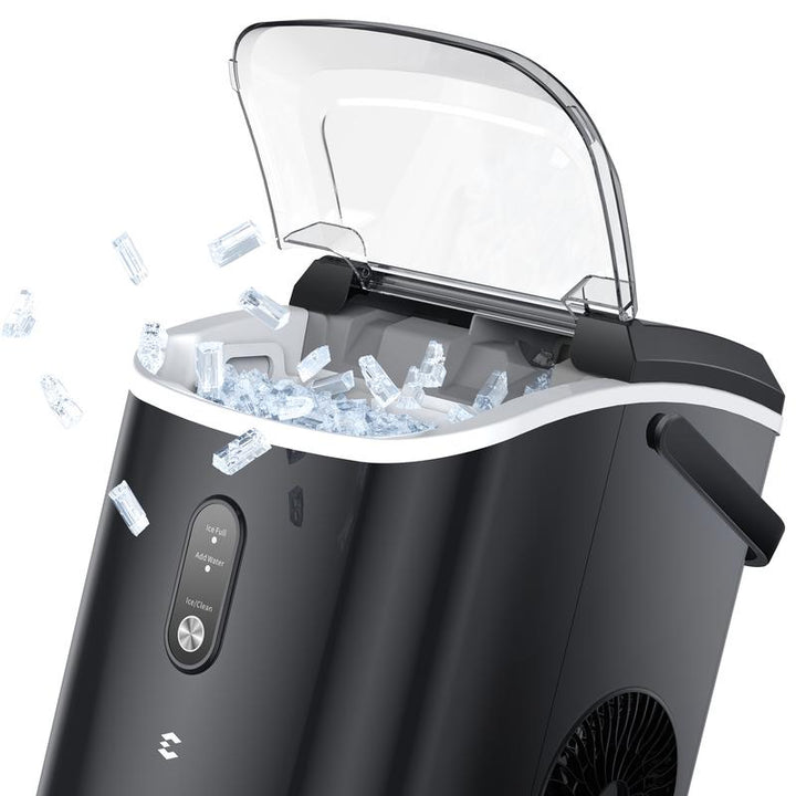 Ecozy Countertop Sonic Nugget Ice Maker - Chewable Ice Cubes, 33 Lbs Daily Output, Self-Cleaning Stainless Steel for Parties, Kitchens, and Bars