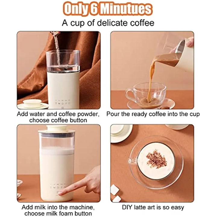 5-in-1 Portable Electric Coffee and Tea Maker with Milk Frother - Your Ultimate Health-Preserving Drink Solution!