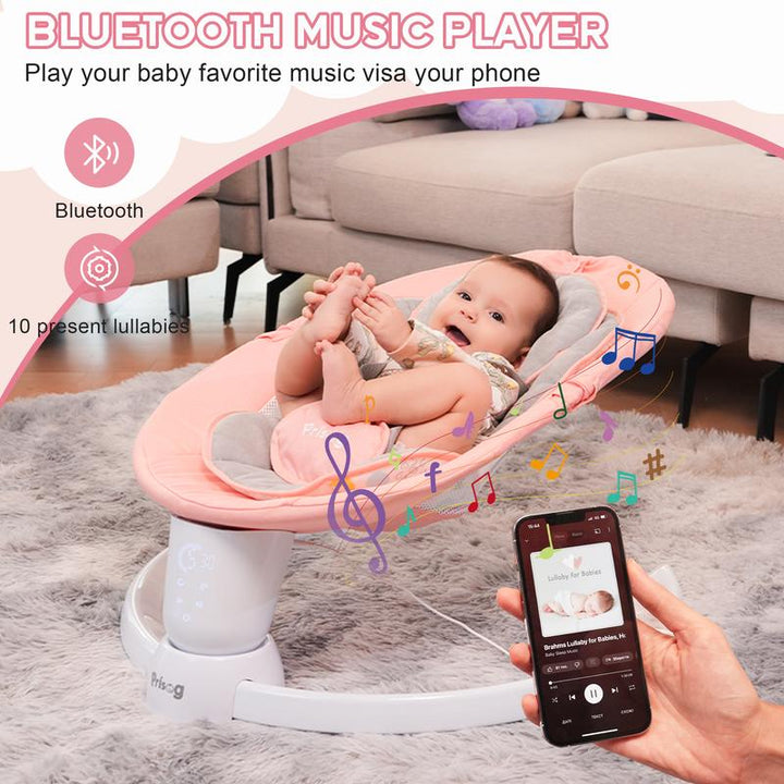Premium Electric Baby Swing with LED Touch Panel, 5 Sway Speeds & Remote Control – Bluetooth & Music Infant Rocker Perfect for Christmas Gifts (Indoor/Outdoor)