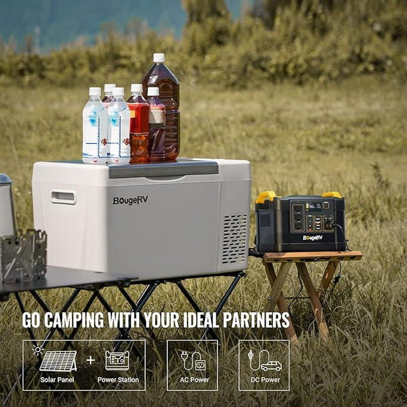 Bougerv 23 Quart Portable Fridge - Ultimate Camping & Road Trip Cooler with Dual Voltage for Trucks, Vans, and RVs - Freezes Down to -7℉!
