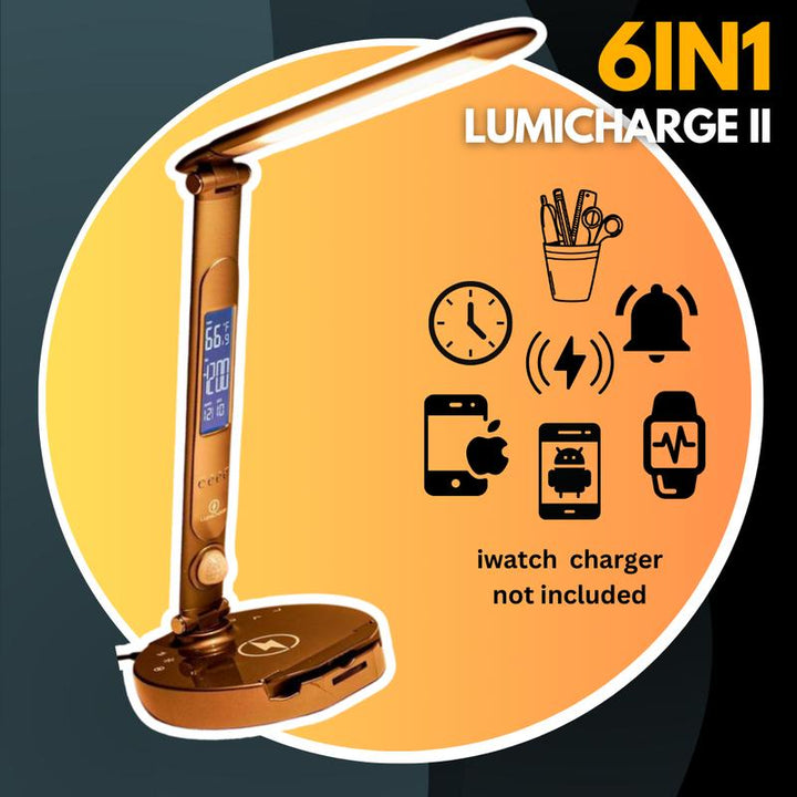 Lumi Charge 2: Versatile 6-In-1 Eye-Friendly LED Desk Lamp with Wireless Charging, Smart Features & USB Port