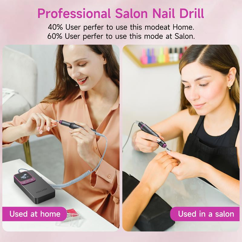 HALMAI Ultra Power Cordless Nail Drill - Professional Electric File for Acrylic & Gel Nails, Vibration-Free with 10-Second Gel Removal, Dark Grey