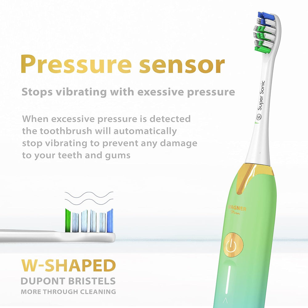 Achieve a Brighter Smile with the Ultrasonic Whitening Toothbrush - 5 Modes, 4 Intensity Levels, 8 Soft Bristles & Travel Case!