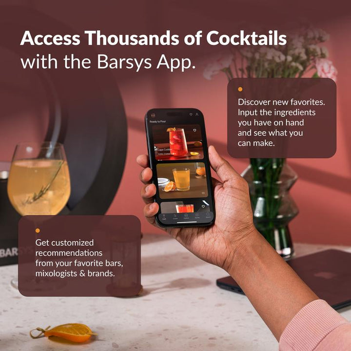Barsys 360 Home Bar Cocktail Mixer - Effortlessly Craft Personalized Margaritas & Mocktails with App-Enabled Precision (Black)