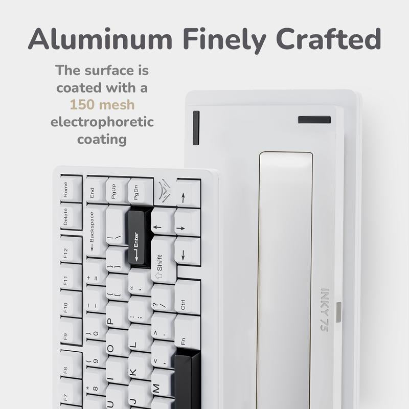 Elecfox INKY75 75% Aluminum Mechanical Keyboard - Rechargeable RGB Backlight, Perfect Father's Day Gift for PC Gamers!