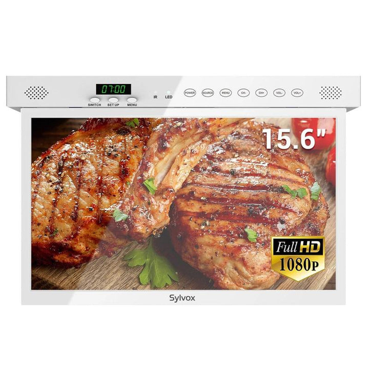 SYLVOX 15.6" Smart TV - Under Cabinet Design, Google TV, 1080P FHD, Wifi & Bluetooth for Kitchen, Bedroom, RV Camper