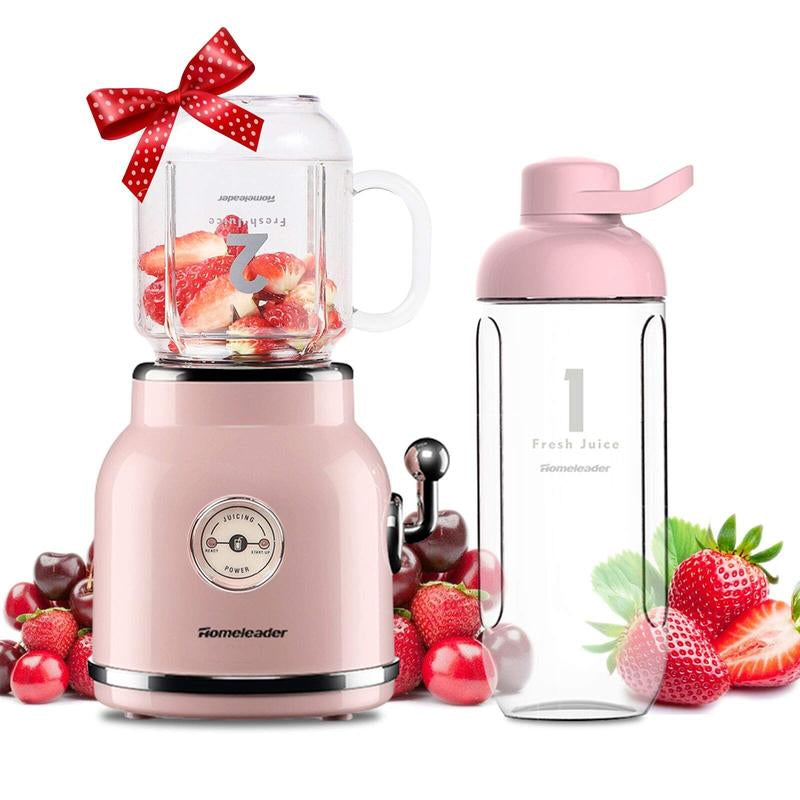 Homeleader Personal Smoothie Blender - 6 Sharp Blades, 21Oz Travel Cup & Lids, Pink - Perfect for Shakes & Juicing!