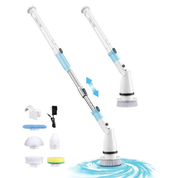 TASVAC 5-in-1 Electric Spin Scrubber with Adjustable Arm - Powerful 1.5H Bathroom & Kitchen Cleaning Tool for Tub, Tile, Grout, Floor, and Wall