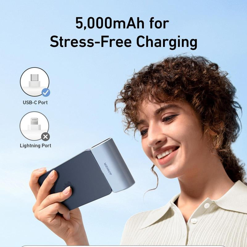 Anker Nano Power Bank, 12W Built-In Lightning Connector and 22.5W Built-In USB-C Connector, for Iphone 14/13/12 Series