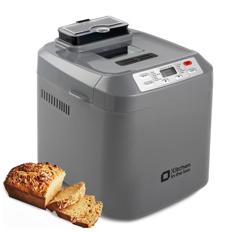 Premium 12-in-1 Automatic Bread Maker - 2LB Capacity, Auto Fruit & Nut Dispenser, Gluten-Free Options, 13-Hour Timer, 1-Hour Keep Warm, 3 Crust Colors - Sleek White Design