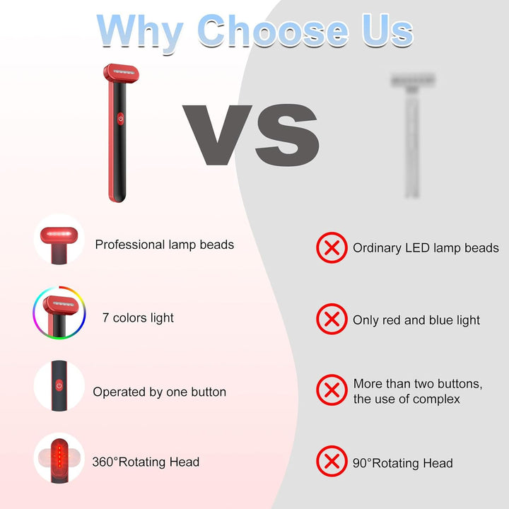 Revitalize Your Skin with the Ultimate 7-in-1 LED Red Light Therapy Wand for Face and Neck - Featuring Thermal, Vibration, and Massage Benefits!
