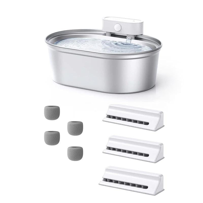 Uahpet Cordless Stainless Steel Cat Water Fountain - 67Oz/2L Easy-Clean Battery-Operated Pet Dispenser