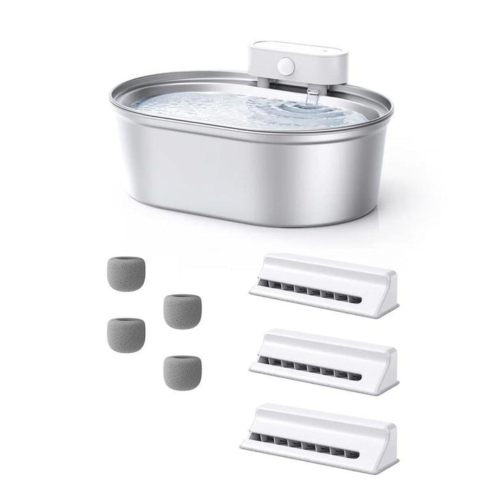 Uahpet Cordless Stainless Steel Cat Water Fountain - 67Oz/2L Easy-Clean Battery-Operated Pet Dispenser