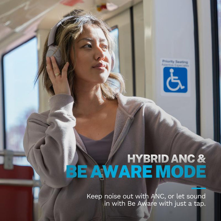 JLab Go Lux Active Noise Cancelling On-Ear Headphones - 70+ Hours Bluetooth, Hybrid ANC, Be Aware Mode & Spatial Audio for Android