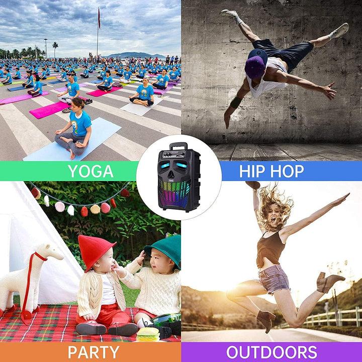 Ultimate Wireless Bluetooth Speaker with Subwoofer - All-in-One Sound System for Home & Outdoors with Remote, FM Radio, TF Card, LED Lights & MP3 Player (B-S08)