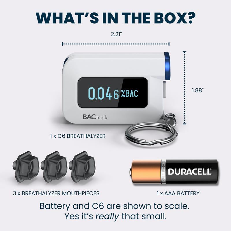 Bactrack C6 Keychain Breathalyzer - Professional Accuracy with Bluetooth Connectivity for iOS & Android