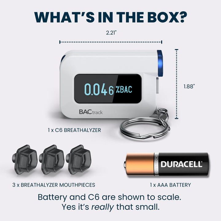 Bactrack C6 Keychain Breathalyzer - Professional Accuracy with Bluetooth Connectivity for iOS & Android