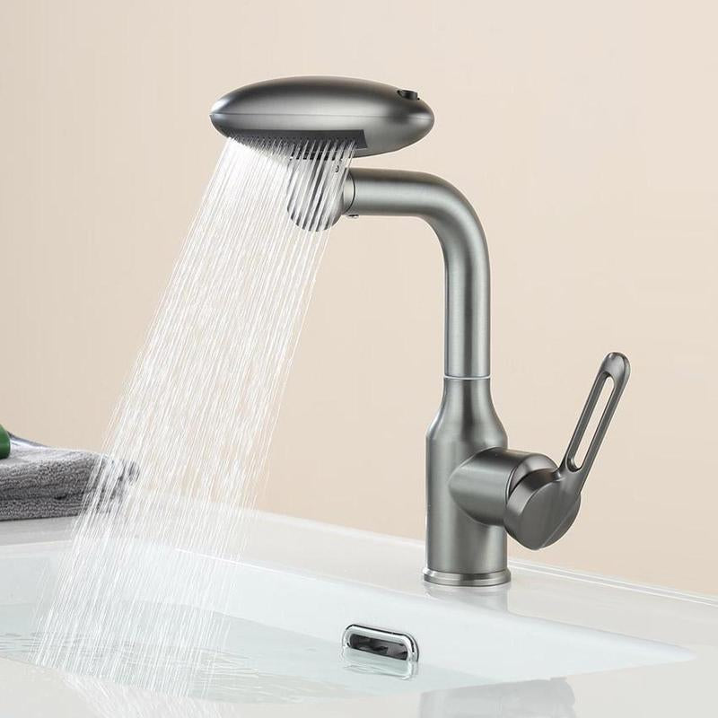 Versatile 4-Mode Splash-Proof Rotatable Stainless Steel Bathroom Faucet - Modern Waterfall Design for Stylish Home Accessories