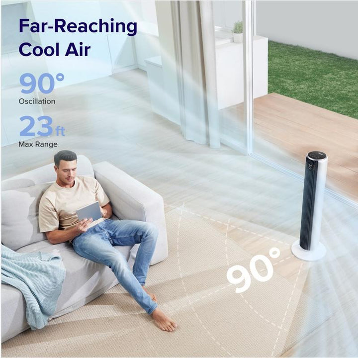 LEVOIT Classic 36" Bladeless Tower Fan - 25Ft/S Velocity, 28dB Quiet Cooling, 90° Oscillation, 5 Speeds & 4 Modes for Ultimate Comfort