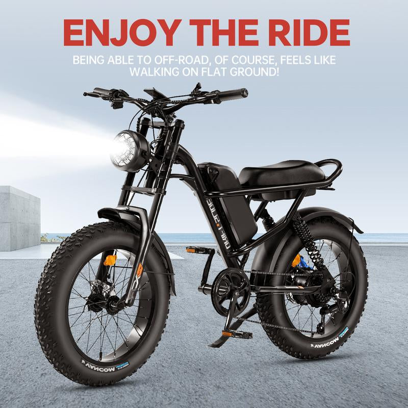 DRIFT.SLIDE 1500W Electric Bike - 28 MPH, 60 Miles Range, All-Terrain Fat Tire, 7-Speed, Removable 48V Battery - Ultimate Moped Style Adventure!