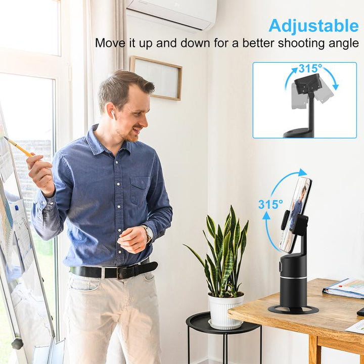 Auto Face Tracking Tripod, No App Required, 360° Rotation Face Body Phone Camera Mount Smart Shooting Phone Tracking Holder for Live Vlog Streaming Video, Rechargeable Battery Accessories Selfie 360 Rotating Phone Stand
