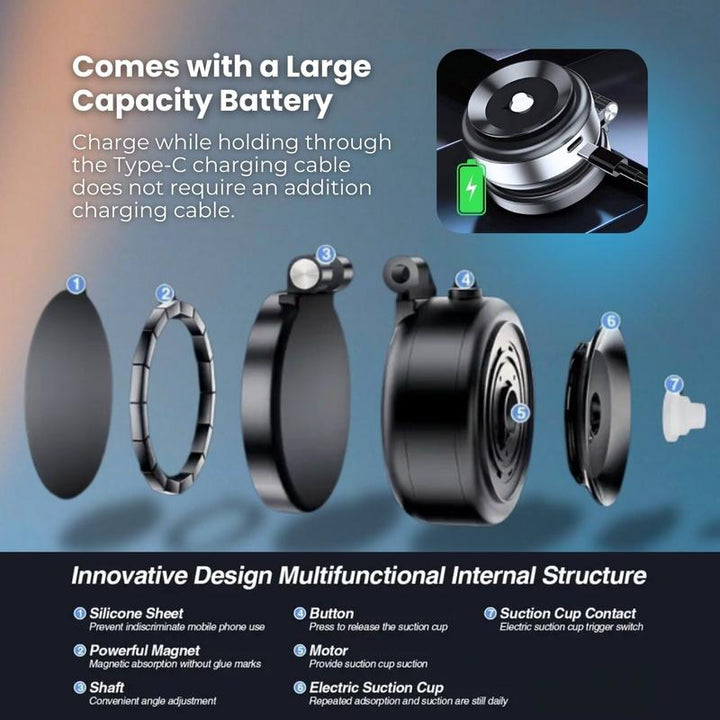 Ultimate Vacuum Magnetic Phone Holder - Versatile Folding Stand for Car & Office, Perfect for Selfies!