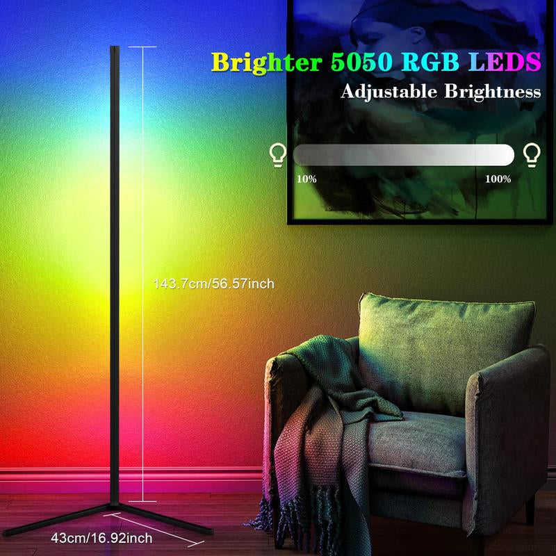 RGB USB Powered LED Floor Lamp - Smart App & Remote Control, Music Sync Ambient Light for Gaming & Home Decor