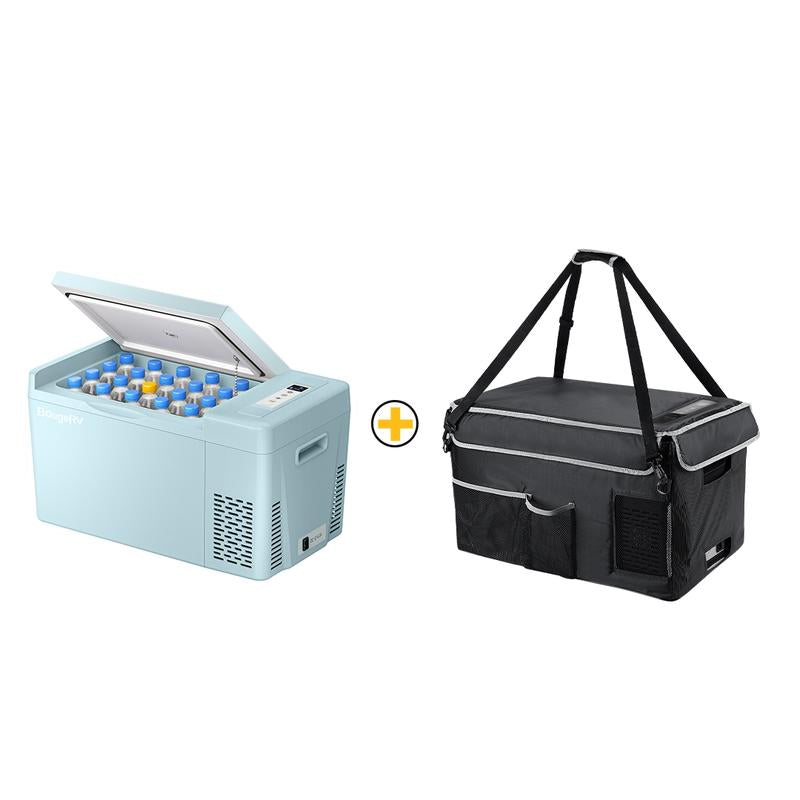 Bougerv 23 Quart Portable Fridge - Ultimate Camping & Road Trip Cooler with Dual Voltage for Trucks, Vans, and RVs - Freezes Down to -7℉!