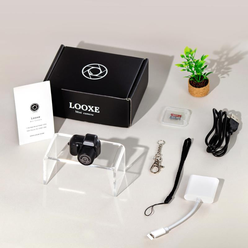 Tiny Looxe 64GB Mini Keychain Camera - Retro Style, 1080P HD, Built-In Screen for Capturing Memories