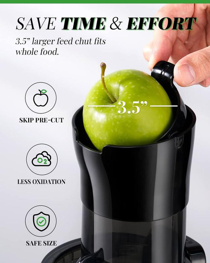 Premium Cold Press Juicer with Versatile Feed Chutes and Powerful Masticating Motor for Fresh Juice Extraction