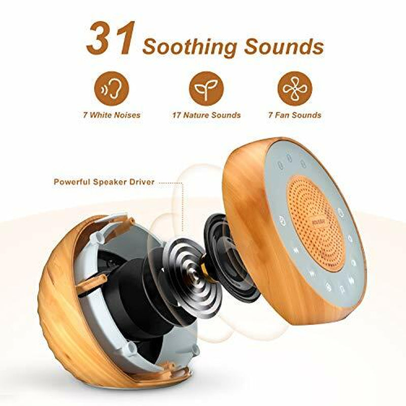 Housbay White Noise Machine - 31 Soothing Sounds & Powerful 5W Stereo for Ultimate Relaxation Experience