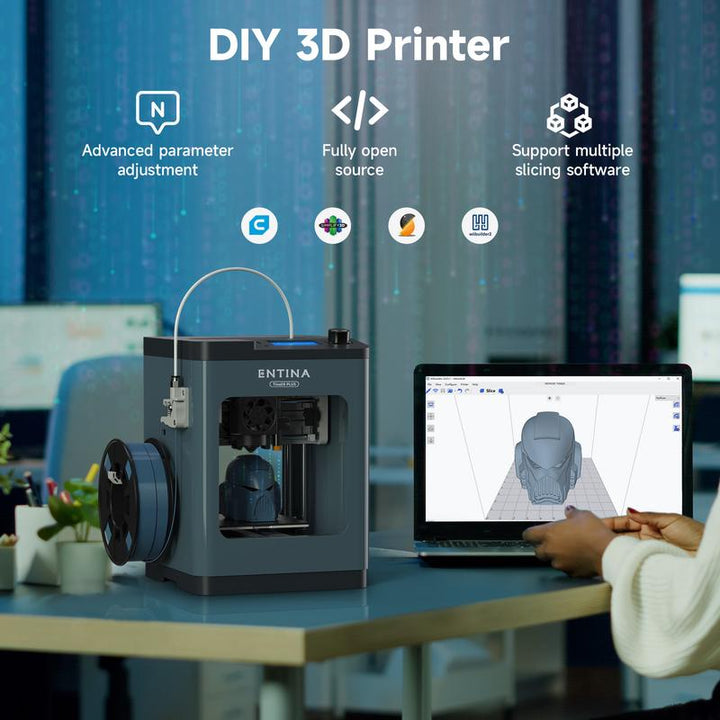 Tina2Plus 3D Printer - High-Speed 250mm/s Mini FDM Printer with Auto Leveling & WiFi, Ideal for Kids and Beginners, Fully Assembled with Spring Steel Platform