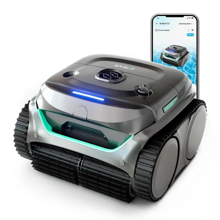 WYBOT C2 Cordless Robotic Pool Cleaner - Powerful Suction, Dual Filtration, Wall Climbing & Waterline Cleaning for Inground Pools - Lasts 180 Mins in Echo Mode - Perfect Father's Day Gift!