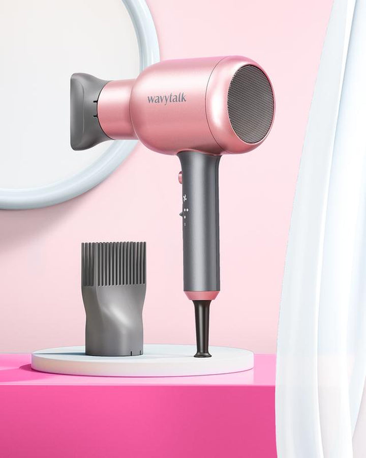 Wavytalk Ionic Hair Dryer - 1875W Quick-Dry with Ceramic Heat Protection, Lightweight & Quiet, Includes Diffuser & Styling Comb for All Hair Types