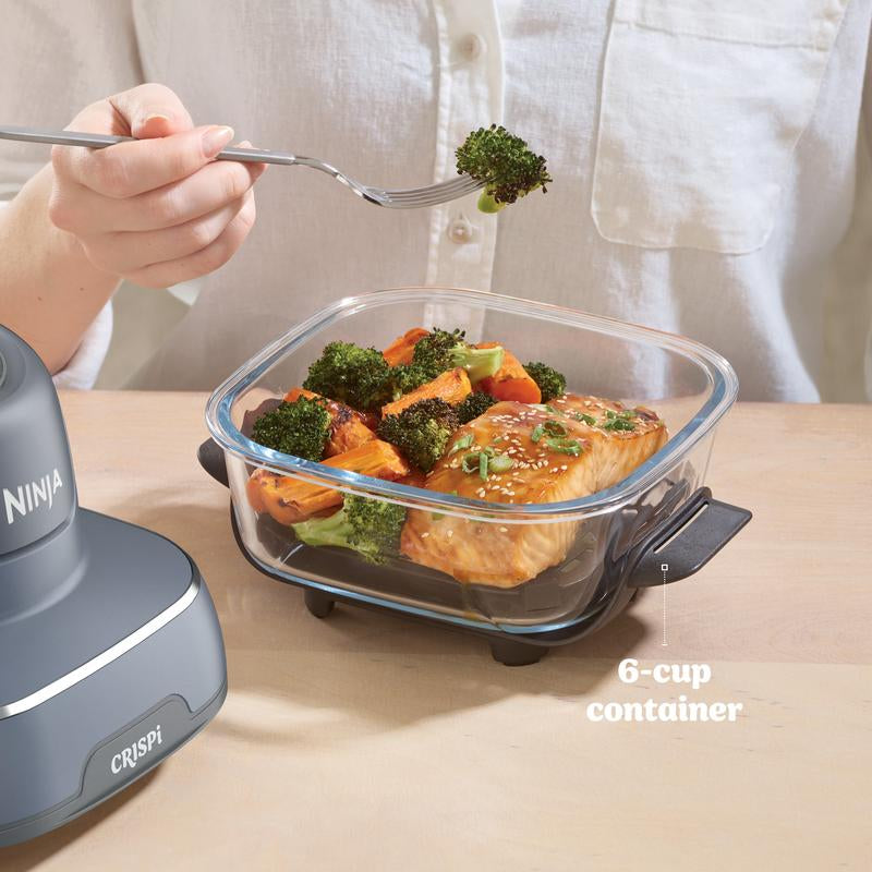 Ninja Crispi 4-in-1 Portable Glass Cooking System - Versatile 4 QT & 6 Cup Containers with Storage Lids, Freezer & Dishwasher Safe!