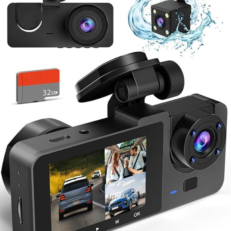 Dash Camera for Cars,4K Full UHD Car Camera Front Rear with Free 32GB SD Card,Built-In Super Night Vision,2.0'' IPS Screen,170°Wide Angle,Wdr, 24H Parking Mode, Loop Recording，Driving Recorder，Keep on Driving，Trafficcamera，Dashcam，Dash Cam Videos 4K
