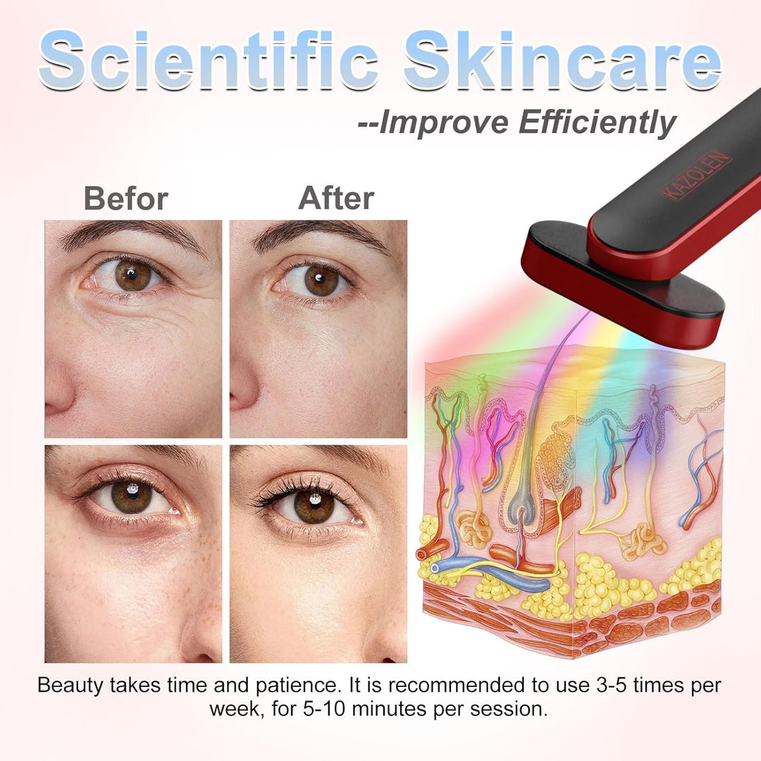 Revitalize Your Skin with the Ultimate 7-in-1 LED Red Light Therapy Wand for Face and Neck - Featuring Thermal, Vibration, and Massage Benefits!