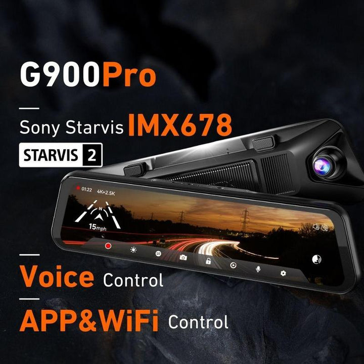 WOLFBOX G840S 12" 4K Mirror Dash Cam - Dual Cameras, Night Vision, GPS & 32GB Card - Ultimate Backup Camera for Cars & Trucks - Perfect Father's Day Gift!
