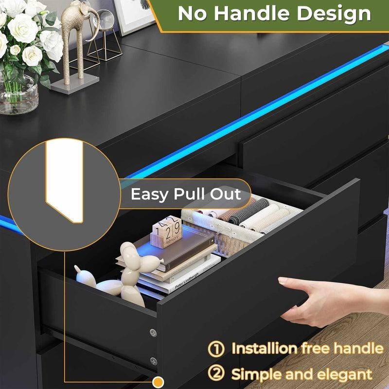 Sikaic Modern LED Dresser with Charging Station & Sliding Drawers - Stylish Storage Tower for Bedroom Organization